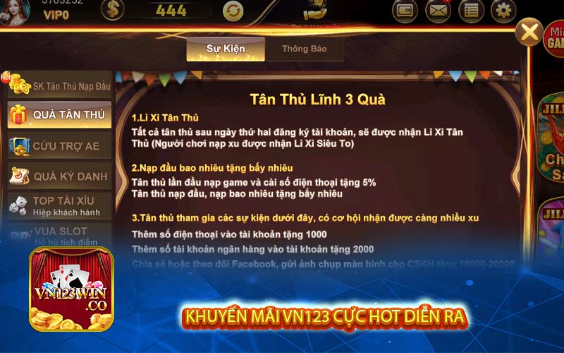 khuyến mãi VN123 cực hot diễn ra 